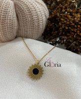 black sun gold plated necklace