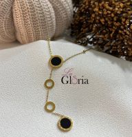 black circle gold plated necklace