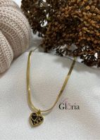 snake heart gold plated necklace