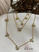 white butterfly gold plated set