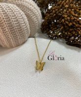 simple butterfly gold plated necklace