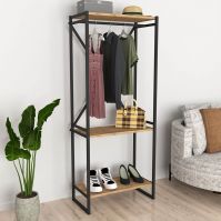 Metal and wood clothes stand