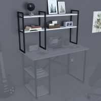 Wooden and metal office shelves